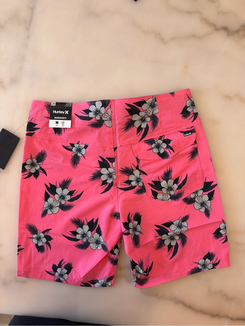 Hurley Men’s Pink Hibiscus Print Boardshorts - Picture 2 of 5